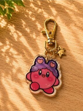 3/$25 Handmade Kirby inspired keychain/bag charm